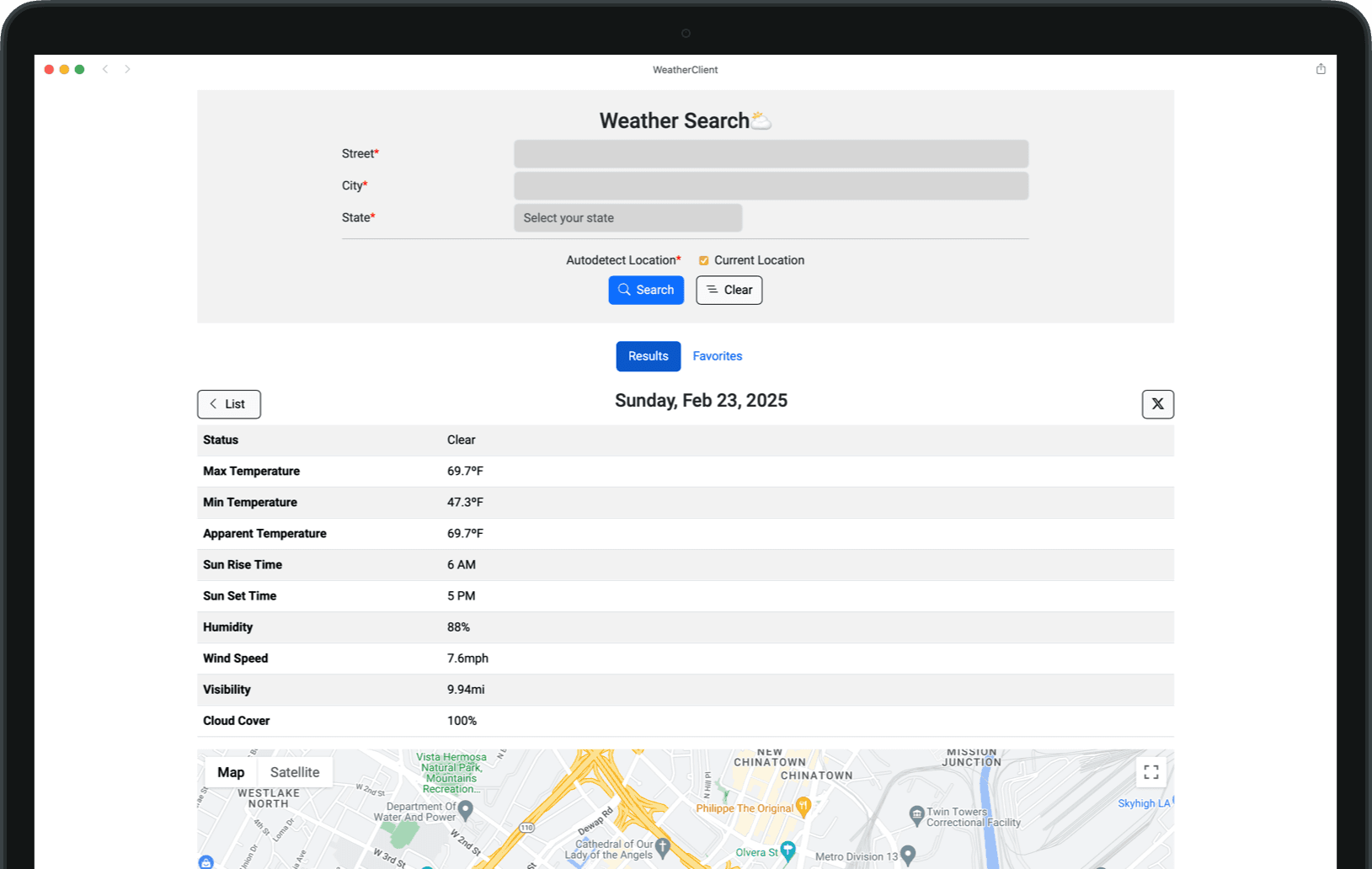 Demo image for Weather Search